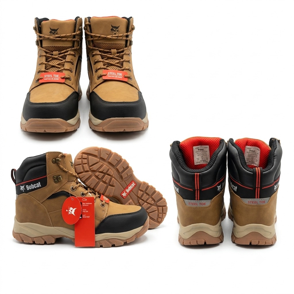 Botas industriales marrones Bobcat con puntera de seguridad