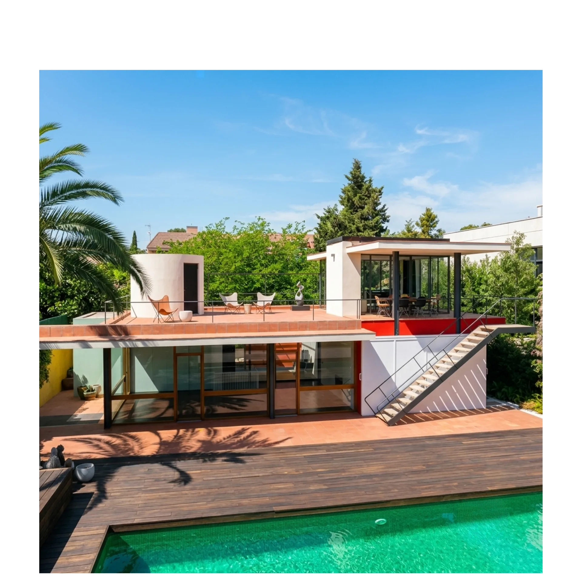 Estructura metálica integrada a una vivienda contemporánea