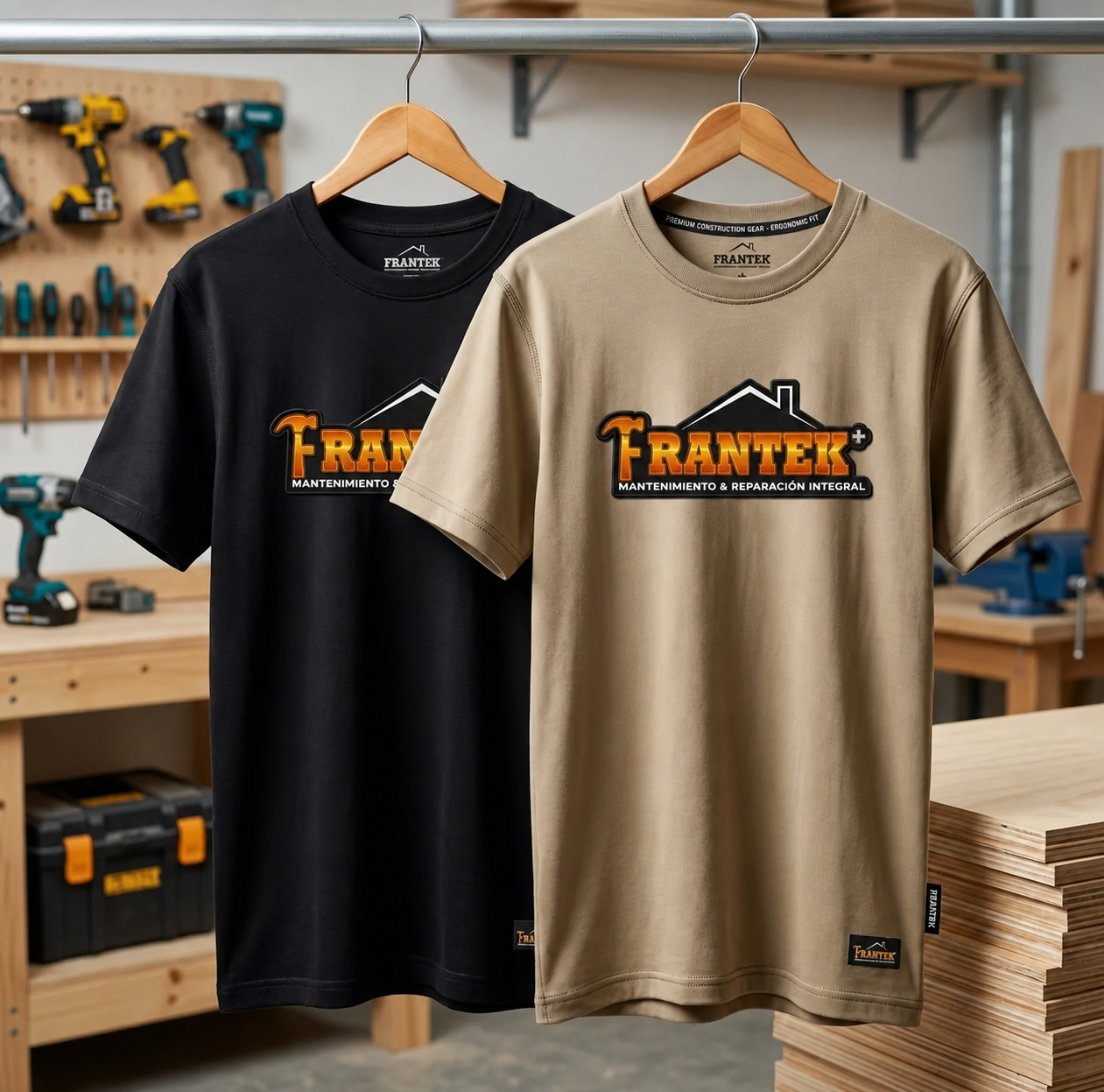 Camisetas FRANTEK+ negra y beige